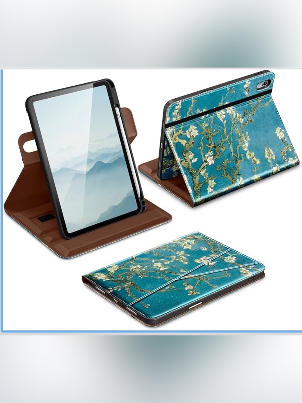 DDT IPad case 11th/10th generation, 360 rotation, pen holder, pockets, hand slot